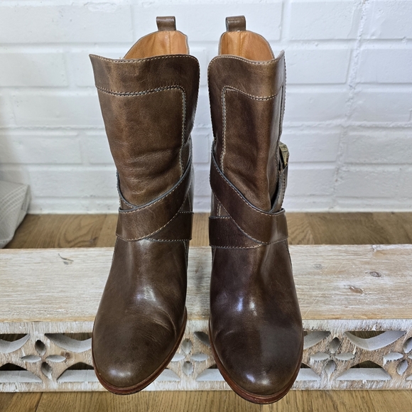 Frye Brown Heeled Boots with Buckle - Picture 10 of 14